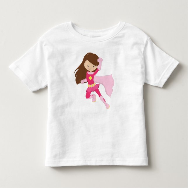 Camiseta De Bebé Chica Superhéroe, Chica Linda, Cabello Castaño, Ca (Anverso)