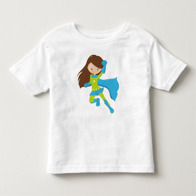 Camiseta De Bebé Chica Superhéroe, Chica Linda, Cabello Castaño, Ca (Anverso)
