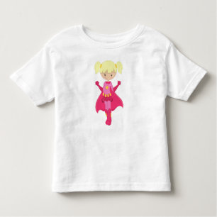 Camiseta De Bebé Chica superhéroe, pelo rubio, cabo rosado, Chica l