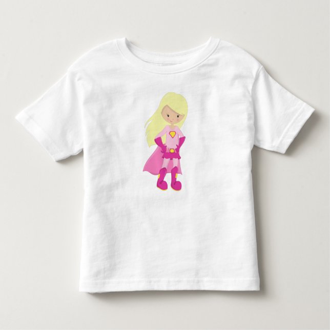 Camiseta De Bebé Chica superhéroe, pelo rubio, Chica lindo, Cabo ro (Anverso)