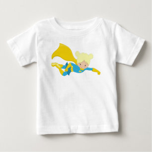 Camiseta De Bebé Chica superhéroe, pelo rubio, héroe, cabo amarillo
