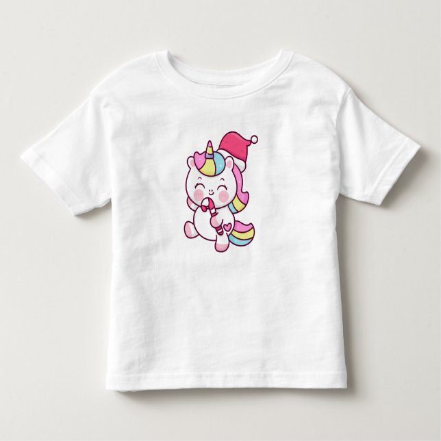 Camiseta De Bebé Chica Unicornio de Navidad  (Anverso)