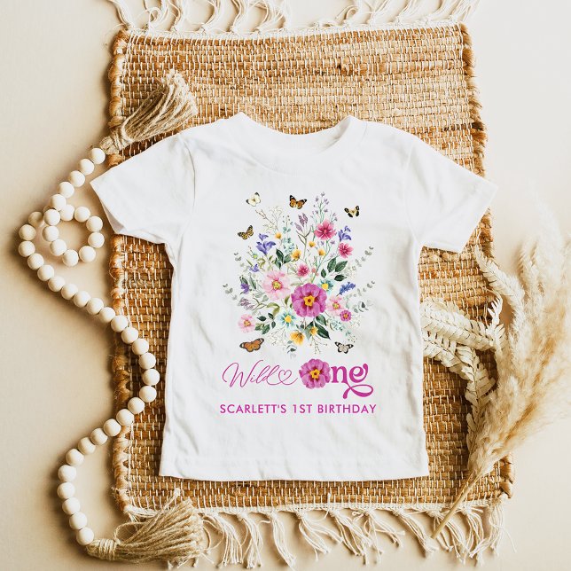 Camiseta De Bebé Chica Wild One Bright Wildflowers 1º cumpleaños (Subido por el creador)