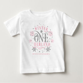 Camiseta De Bebé Chica, Winter ONEderland, plata rosa primer cumple