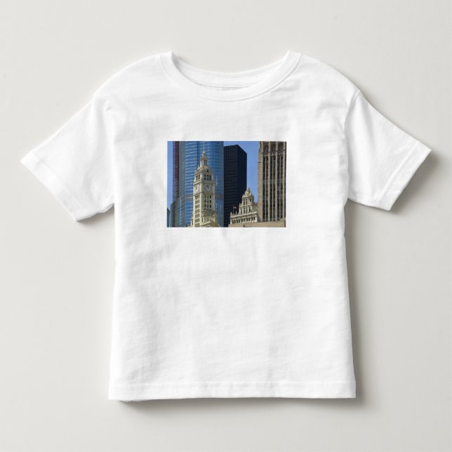 Camiseta De Bebé Chicago, Edificio Wrigley con Trump Hotel & (Anverso)