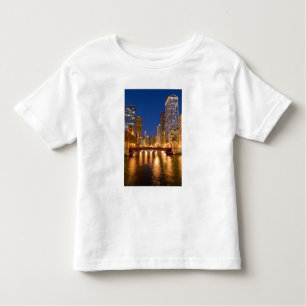 Camiseta De Bebé Chicago, Illinois, Skyline y Chicago River at