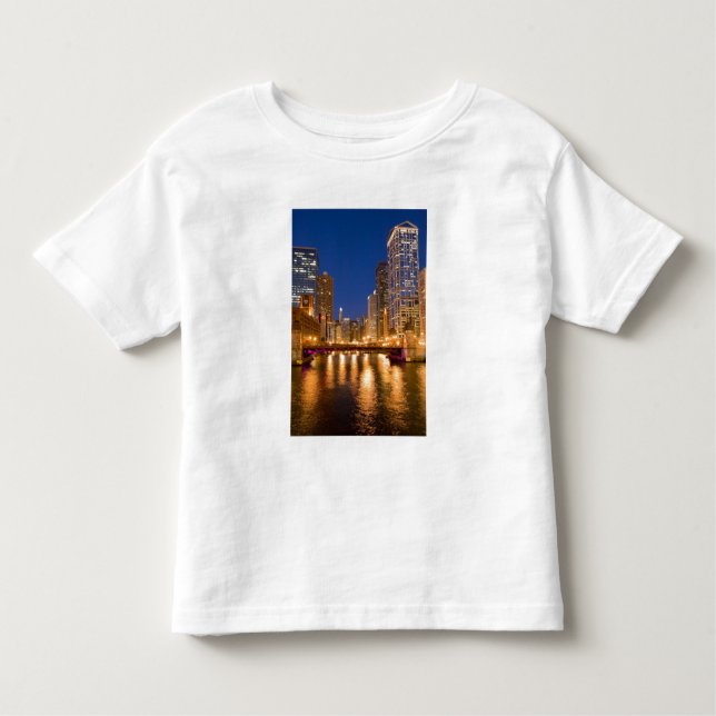 Camiseta De Bebé Chicago, Illinois, Skyline y Chicago River at (Anverso)