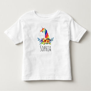 Camiseta De Bebé Chicas adornan el arcoiris con unicornio y nombre