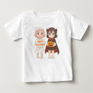 Camiseta De Bebé Chicas anime lindas de momia y vampiro