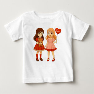 Camiseta De Bebé Chicas anime lindas Día de San Valentín