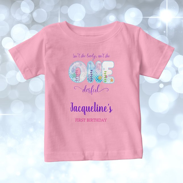 Camiseta De Bebé Chicas bajo el mar Cumpleaños 1er Fiesta Rosa (Under the sea girls 1st birthday pink t-shirt.)