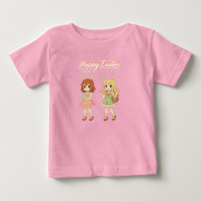 Camiseta De Bebé Chicas conejitas de Pascua de anime lindas (Anverso)