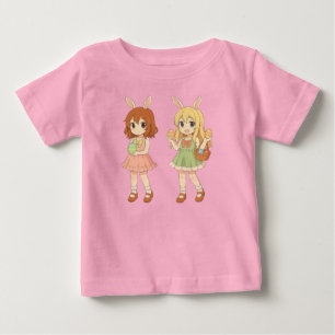 Camiseta De Bebé Chicas conejitas de Pascua de anime lindas