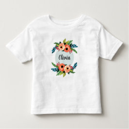 Camiseta De Bebé Chicas cuelgan flores y nombre de las acuarelas fl