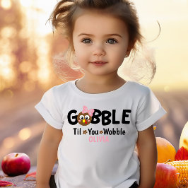 Camiseta De Bebé Chicas De Acción De Gracias Cute Turquía Gobble No