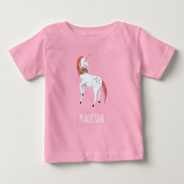 Camiseta De Bebé Chicas de niños lindos de Unicorn (Anverso)