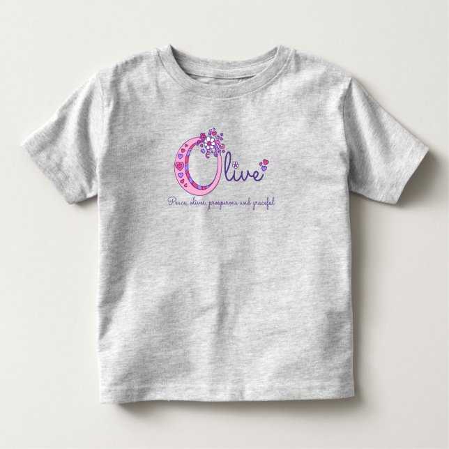 Camiseta De Bebé Chicas de oliva nombre que significa letra O prend (Anverso)