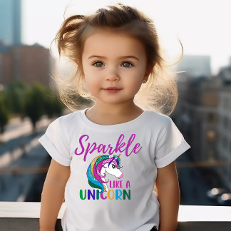 Camiseta De Bebé Chicas Divertidas con Brillo como un Unicornio