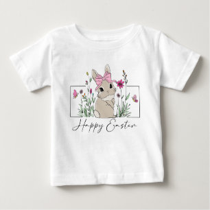 Camiseta De Bebé Chicas Feliz Pascua Bunny Floral Spring
