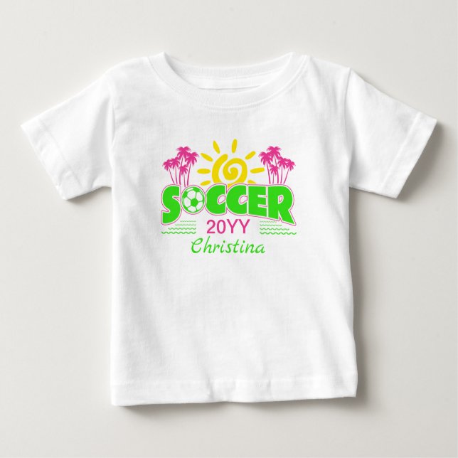 Camiseta De Bebé Chicas Fútbol Sunshine Palmeras (Anverso)