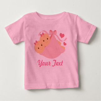 Camiseta De Bebé Chicas gemelos personalizados rosados