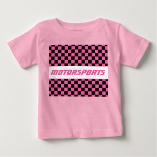 Camiseta De Bebé Chicas Patrón de Cuadros Rosa y Negro