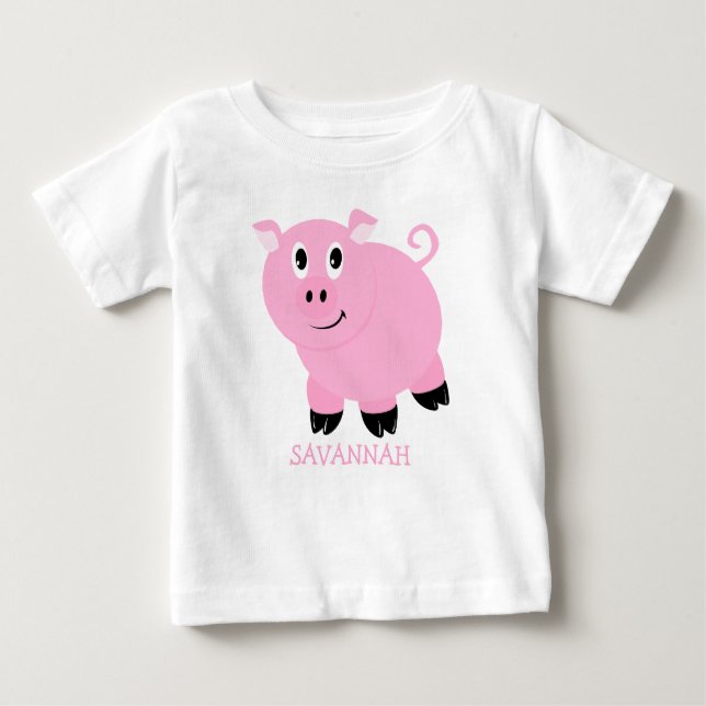 Camiseta De Bebé Chicas personalizados de cerdo rosado (Anverso)