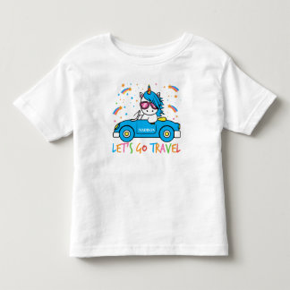 Camiseta De Bebé Chicas personalizados viajes en unicornio azul