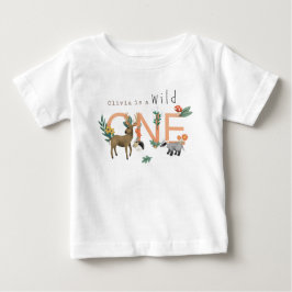 Camiseta De Bebé Chicas Pink Wild One Woodland Primer cumpleaños