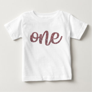 Camiseta De Bebé Chicas Primer Rosa  de Oro Purpurina