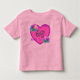 Camiseta De Bebé Chicas Violetas Nombran En El Corazón Con Globos,