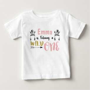 Camiseta De Bebé Chicas Wild One First Birthday Shirt