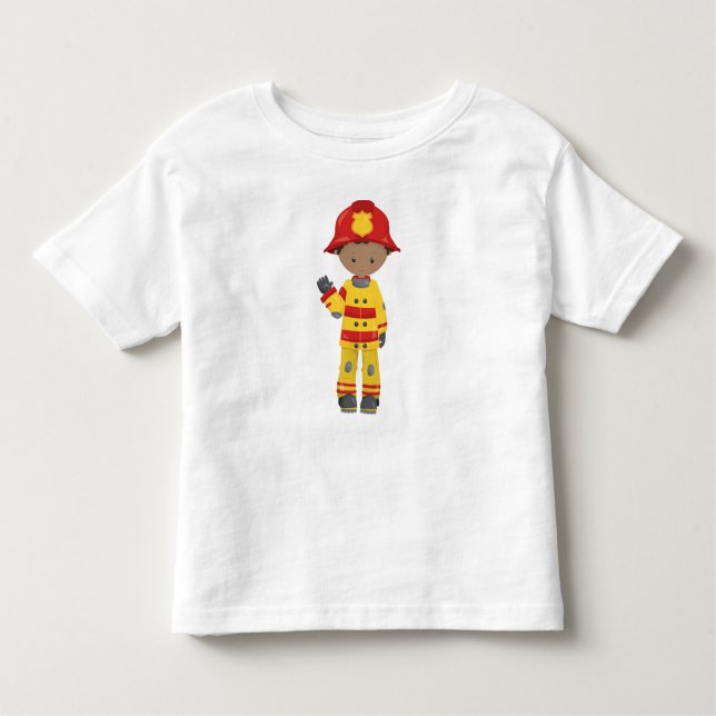 Camiseta De Bebé Chico afroamericano, bombero, bombero, casco (Anverso)