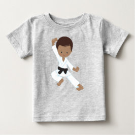 Camiseta De Bebé Chico afroamericano, chico de karate, kata, cintur