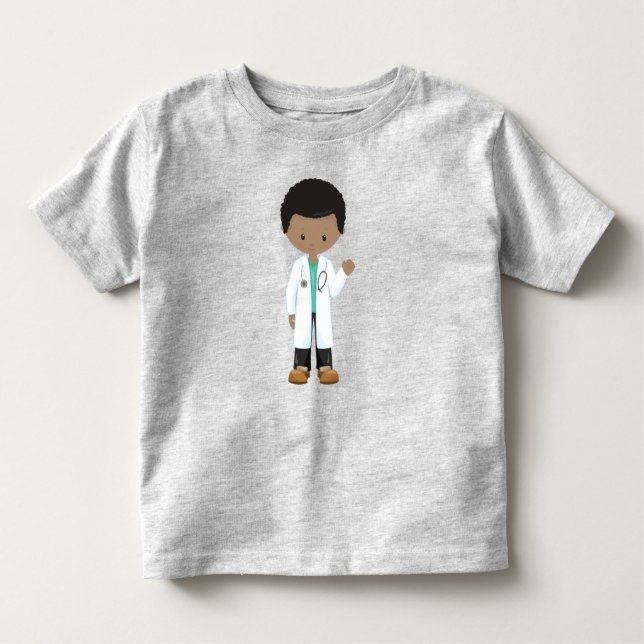 Camiseta De Bebé Chico afroamericano, médico, bata de laboratorio,  (Anverso)