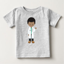 Camiseta De Bebé Chico afroamericano, médico, bata de laboratorio, 