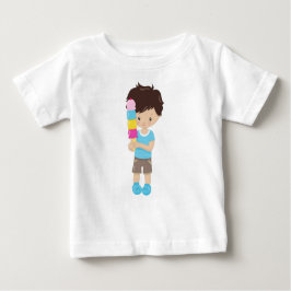 Camiseta De Bebé Chico Con Helado, Pelo Marrón, Helado