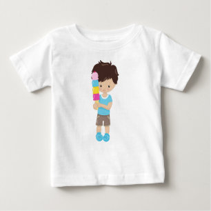 Camiseta De Bebé Chico Con Helado, Pelo Marrón, Helado