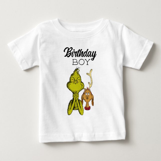Camiseta De Bebé Chico Cumpleaños Pizarra Grinch (Anverso)