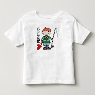 Camiseta De Bebé Chico De Pelo Rojo Que Amo La Pesca