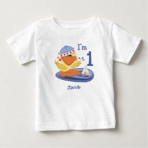 Camiseta De Bebé Chico Ducky Primer cumpleaños bebé camiseta