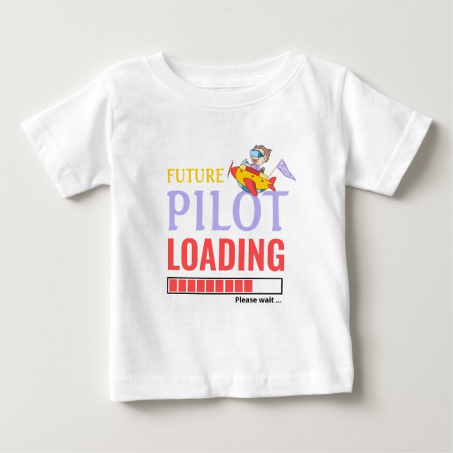 Camiseta De Bebé Chico personalizado del piloto futuro cargando hum (Anverso)
