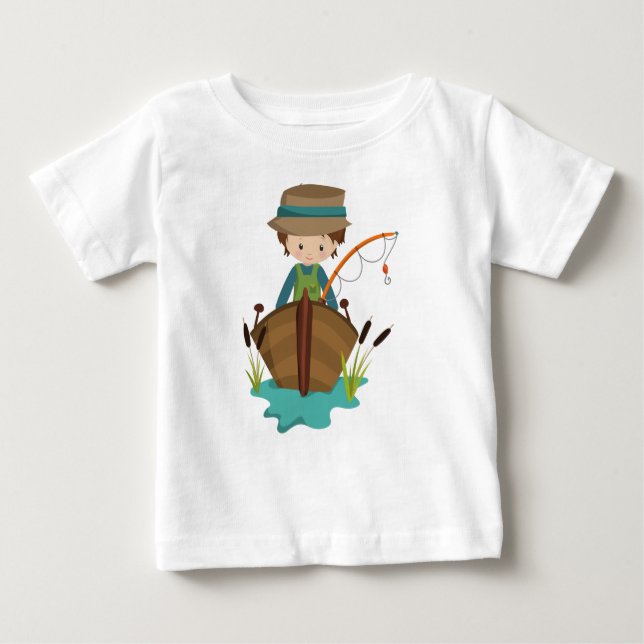 Camiseta De Bebé Chico Pescador, Pescador, Caña de Pescar, Cabello  (Anverso)