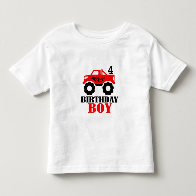 Camiseta De Bebé Chicos de Camión Monstruo Edad Cumpleaños (Anverso)