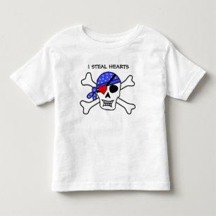 Camiseta De Bebé Chicos divertidos Valentine Pirate Skull Heart Pat