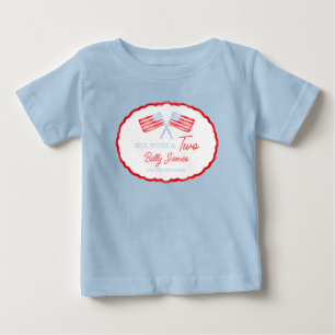 Camiseta De Bebé Chicos Elegantes Rojo Blanco & Dos Cumpleaños Patr