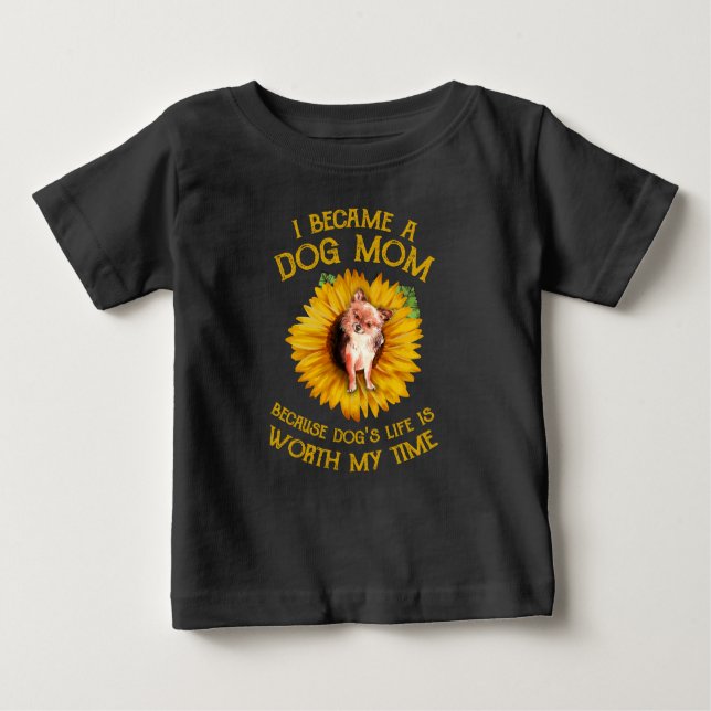 Camiseta De Bebé Chihuahua Sunflower Dog Mom Lover Dice Regalo (Anverso)