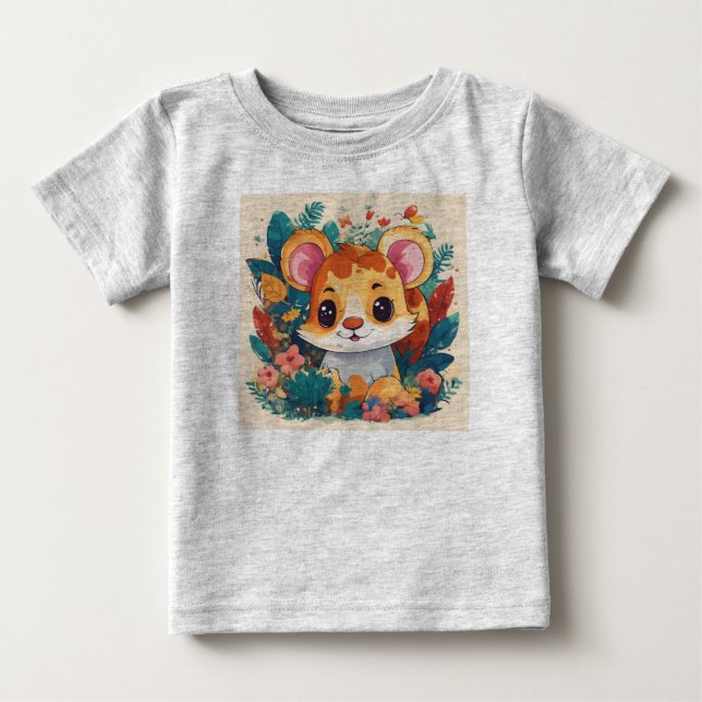 Camiseta De Bebé Children's playful animal project t-shirt, vector. (Anverso)