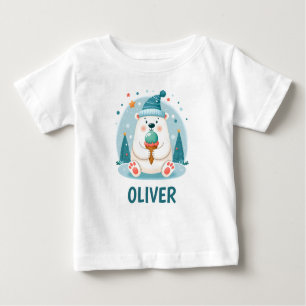 Camiseta De Bebé Chilín de oso polar lindo' con helado
