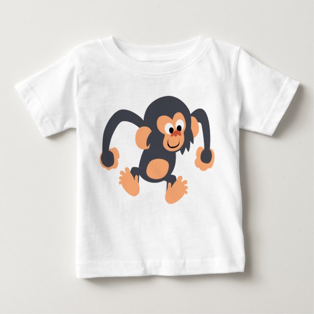Camiseta de bebé chimpancé de dibujos animados sal (Anverso)